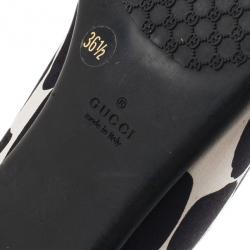 Pre Owned Gucci Polka Dot Satin Crystal Horsebit Ballet Flats Size 36.5