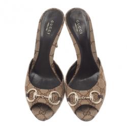 Pre Owned حذاء غوتشي نيو هوليوود حلية هورسبت كانفاس غوتشيسما بيج مقاس 39