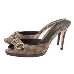 Pre Owned حذاء غوتشي نيو هوليوود حلية هورسبت كانفاس غوتشيسما بيج مقاس 39