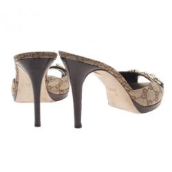 Pre Owned حذاء غوتشي نيو هوليوود حلية هورسبت كانفاس غوتشيسما بيج مقاس 39