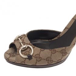 Pre Owned حذاء غوتشي نيو هوليوود حلية هورسبت كانفاس غوتشيسما بيج مقاس 39