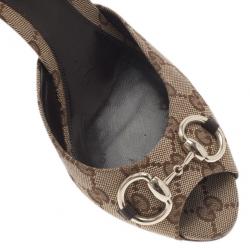 Pre Owned حذاء غوتشي نيو هوليوود حلية هورسبت كانفاس غوتشيسما بيج مقاس 39