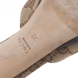 Pre Owned حذاء غوتشي نيو هوليوود حلية هورسبت كانفاس غوتشيسما بيج مقاس 39