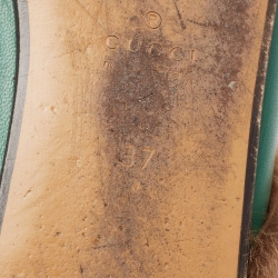 Pre Owned حذاء مولز غوتشي فلات برنستاون جلد أخضر بطانة فرو مزين بنحلة شعار هورسبيت مقاس 37