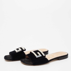 مملوكة مسبقًا صندل غوتشي  قطيفة سوداء حرف جي كريستال مقاس 36