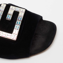 مملوكة مسبقًا صندل غوتشي  قطيفة سوداء حرف جي كريستال مقاس 36