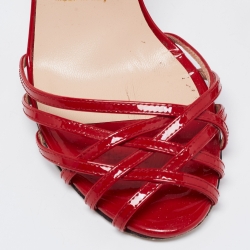 مملوكة مسبقًا Gucci Red Patent Leather Strappy Ankle-Strap Sandals Size 37.5