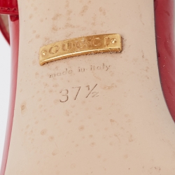 مملوكة مسبقًا Gucci Red Patent Leather Strappy Ankle-Strap Sandals Size 37.5