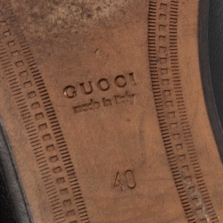 Pre Owned Gucci Black Leather Embroidered Bee Star Horsebit Slip On Loafers Size 40