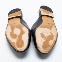 Pre Owned حذاء سلايد غوتشي فلات برنستاون جلد أسود مقاس 37.5