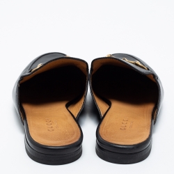 Pre Owned حذاء سلايد غوتشي فلات برنستاون جلد أسود مقاس 37.5