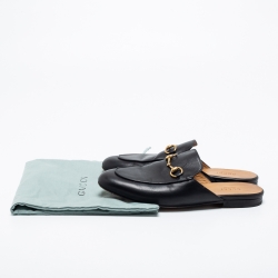 Pre Owned حذاء سلايد غوتشي فلات برنستاون جلد أسود مقاس 37.5