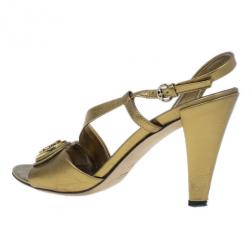 Pre Owned Gucci Bronze Metallic Hysteria Slingback Sandals Size 37