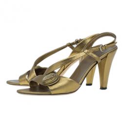 Pre Owned Gucci Bronze Metallic Hysteria Slingback Sandals Size 37