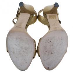 Pre Owned Gucci Bronze Metallic Hysteria Slingback Sandals Size 37