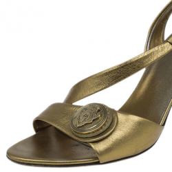 Pre Owned Gucci Bronze Metallic Hysteria Slingback Sandals Size 37