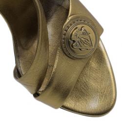 Pre Owned Gucci Bronze Metallic Hysteria Slingback Sandals Size 37