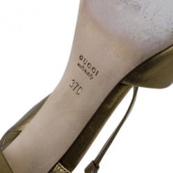 Pre Owned Gucci Bronze Metallic Hysteria Slingback Sandals Size 37