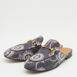 Pre Owned Gucci Multicolor Fabric Princetown Horsebit Flat Mules Size 39.5
