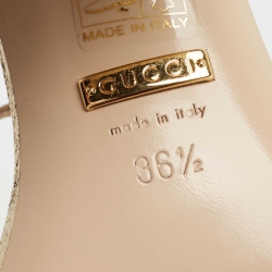Gucci Metallic Gold Leather GG Marmont Ankle Strap Sandals Size 36.5