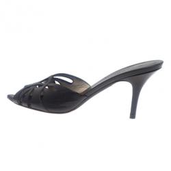 Pre Owned صندل غوتشي جلد أسود مقدمة مدببة سلايدز مقاس 38