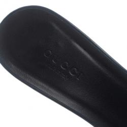 Pre Owned صندل غوتشي جلد أسود مقدمة مدببة سلايدز مقاس 38