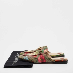 Pre Owned Gucci Multicolor GG Floral Print Canvas Princetown Horsebit Flat Mules Size 38