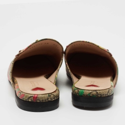 Pre Owned Gucci Multicolor GG Floral Print Canvas Princetown Horsebit Flat Mules Size 38