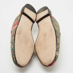 Pre Owned Gucci Multicolor GG Floral Print Canvas Princetown Horsebit Flat Mules Size 38