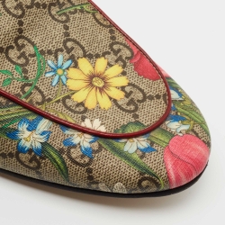Pre Owned Gucci Multicolor GG Floral Print Canvas Princetown Horsebit Flat Mules Size 38