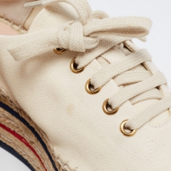 مملوكة مسبقًا Gucci  Beige Canvas Printed Platform Espadrille Sneakers Size 37