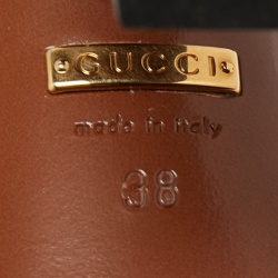 مملوكة مسبقًا Gucci Brown Leather Horsebit Web Stripe Detail Ankle Strap Sandals Size 38