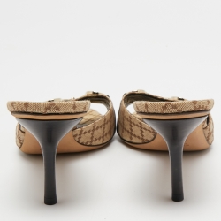 مملوكة مسبقًا Gucci Beige Canvas Hollywood Slide Sandals Size 40.5