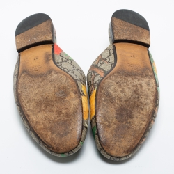 مملوكة مسبقًا Gucci Multicolor Tian Print GG Supreme Canvas Princetown Flat Mules Size 37