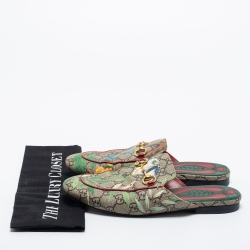 مملوكة مسبقًا Gucci Multicolor Tian Print GG Supreme Canvas Princetown Flat Mules Size 37