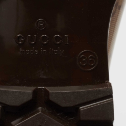 مملوكة مسبقًا Gucci Beige/Brown GG Rubber Edimburg Rain Boots Size 36