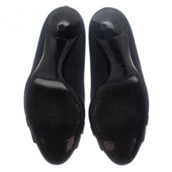 مملوكة مسبقًا حذاء غوتشي ستان أسود مقدمة مفتوحة هوليوود هورس بيت مقاس 39