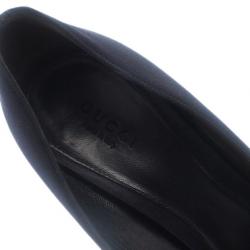 مملوكة مسبقًا حذاء غوتشي ستان أسود مقدمة مفتوحة هوليوود هورس بيت مقاس 39