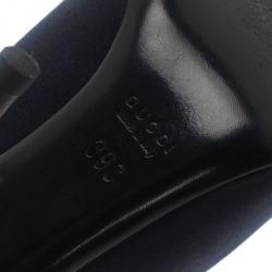 مملوكة مسبقًا حذاء غوتشي ستان أسود مقدمة مفتوحة هوليوود هورس بيت مقاس 39