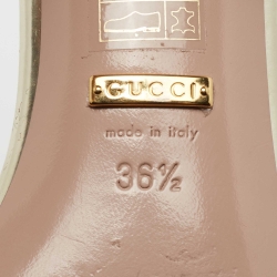 Pre Owned Gucci Metallic Gold Leather Horsebit  Ankle Strap Sandals Size 36.5