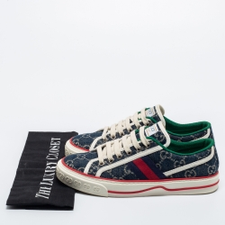 Gucci Navy Blue GG Canvas Tennis 1977 Sneakers Size 36