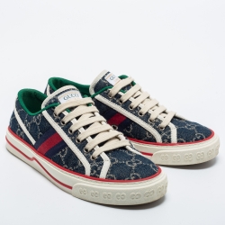 Gucci Navy Blue GG Canvas Tennis 1977 Sneakers Size 36