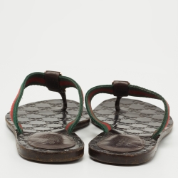 Gucci Tricolor Leather and Canvas Web GG Thong Flats Size 36