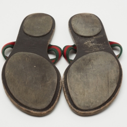Gucci Tricolor Leather and Canvas Web GG Thong Flats Size 36