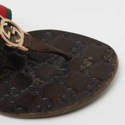 Gucci Tricolor Leather and Canvas Web GG Thong Flats Size 36