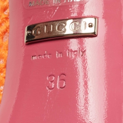 Pre Owned Gucci Orange Brocade Fabric and Leather D'orsay Pumps Size 36