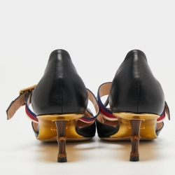 Pre Owned Gucci Black Leather Unia Mary Jane Pumps Size 40.5