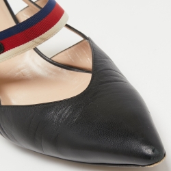 Pre Owned Gucci Black Leather Unia Mary Jane Pumps Size 40.5