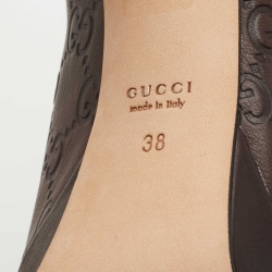 Pre Owned Gucci Brown Guccissima Leather Peep Toe Platform Pumps Size 38