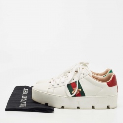 مملوكة مسبقًا Gucci white Leather Ace Platform Sneakers Size 38